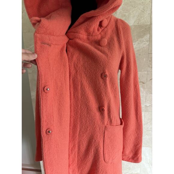 Anthropologie Moth - Boiled Wool Cowl Neck Coat - XS - Soft Coral, Textured Chic - Picture 15 of 16